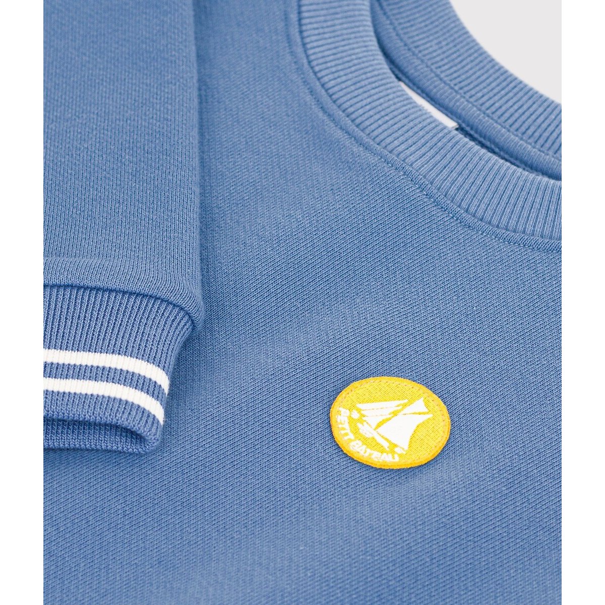 Sweat en coton uni bleu, PETIT BATEAU