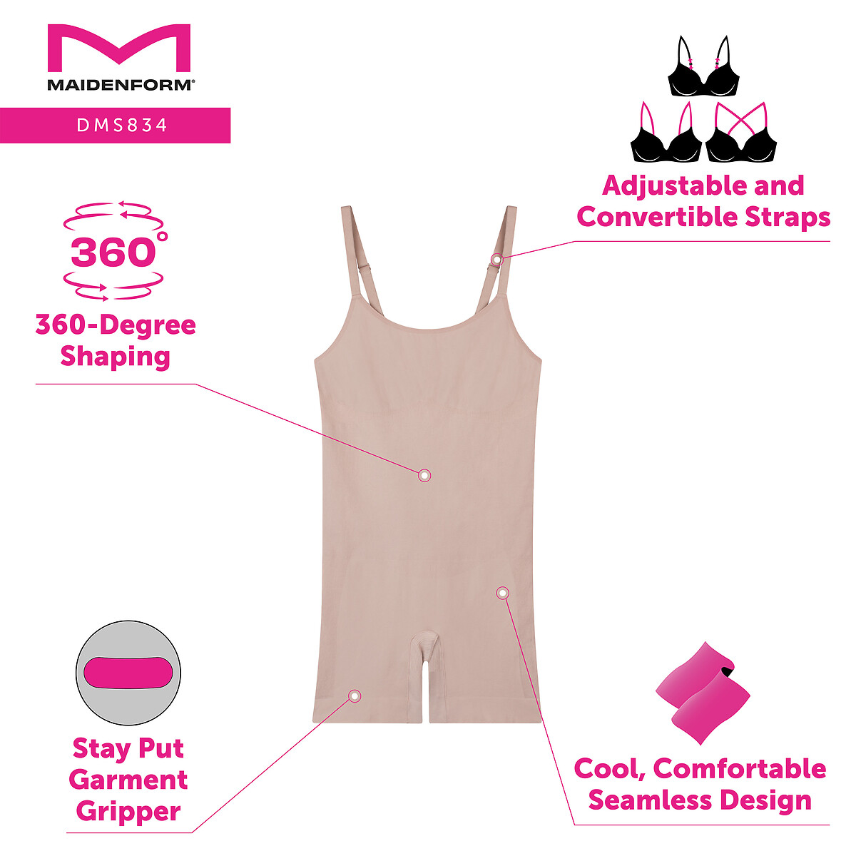 Seamless Bodysuit beige, MAIDENFORM