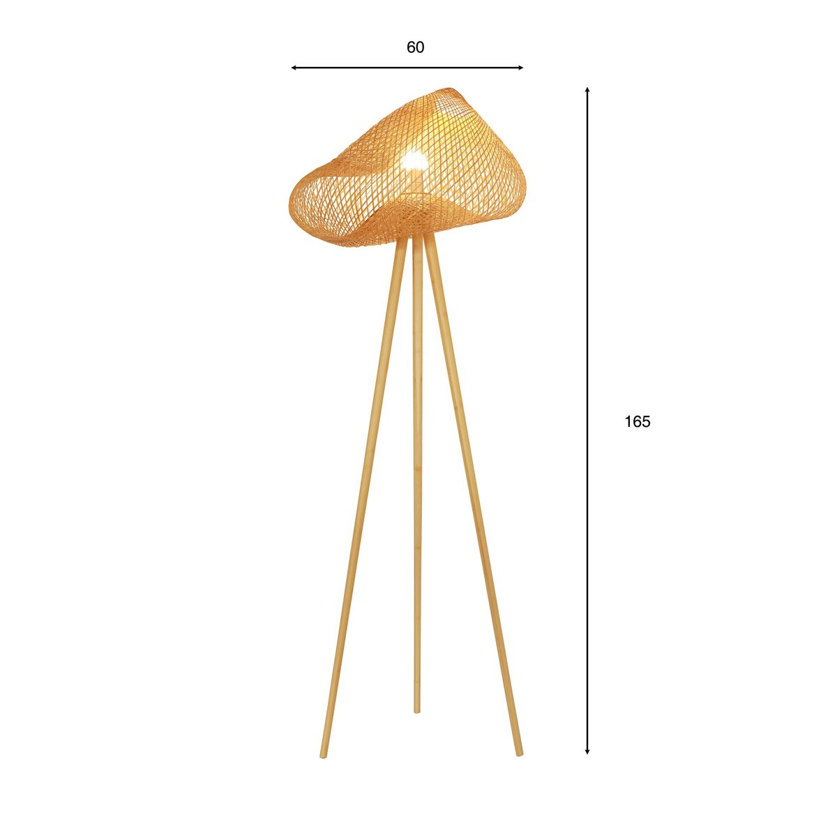 Lampadaire en bambou pieds en bois, LIPS naturel, NOW'S HOME
