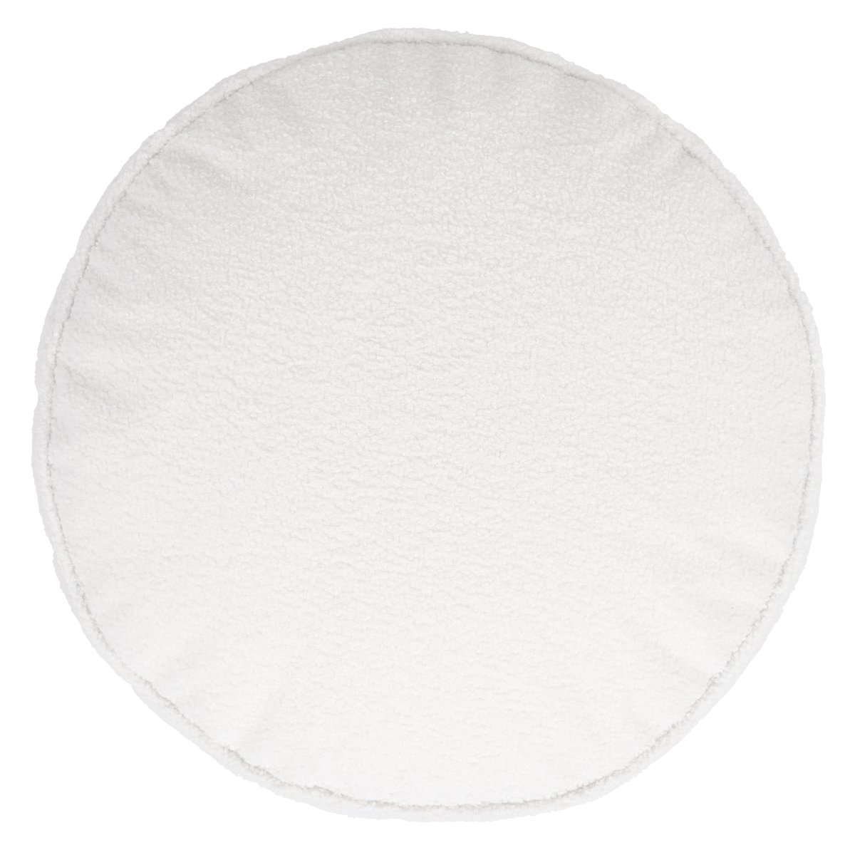 Pouf repose-pieds rond en bouclette Oeko-Tex® - MILANO ivoire, ICON
