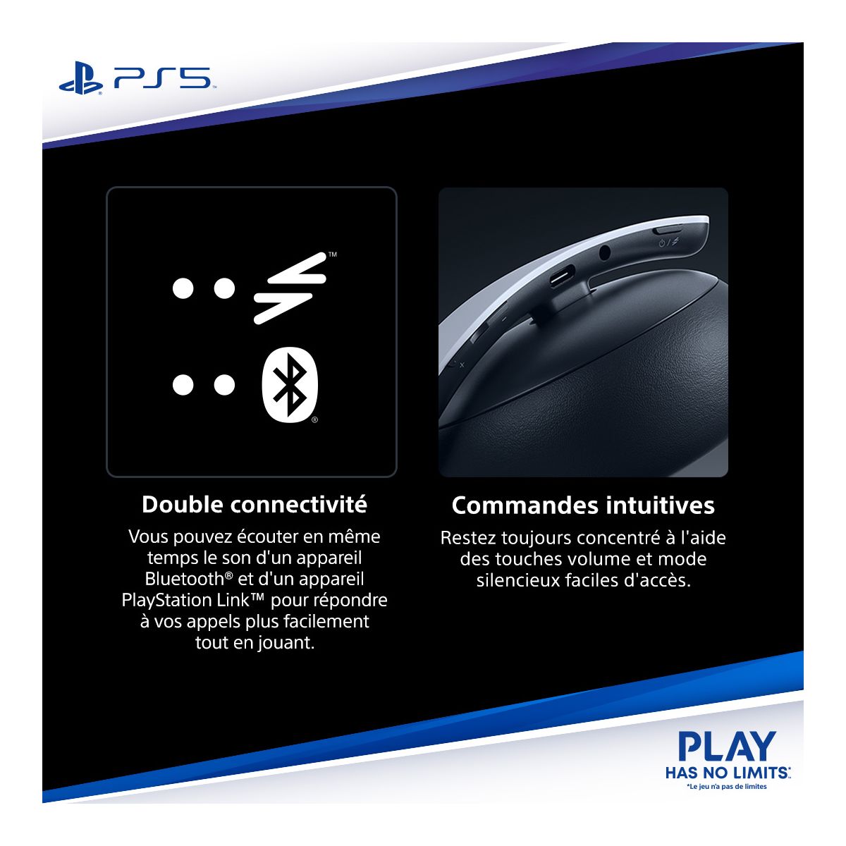 Casque gamer Pulse Elite Midnight noir couleur unique, SONY