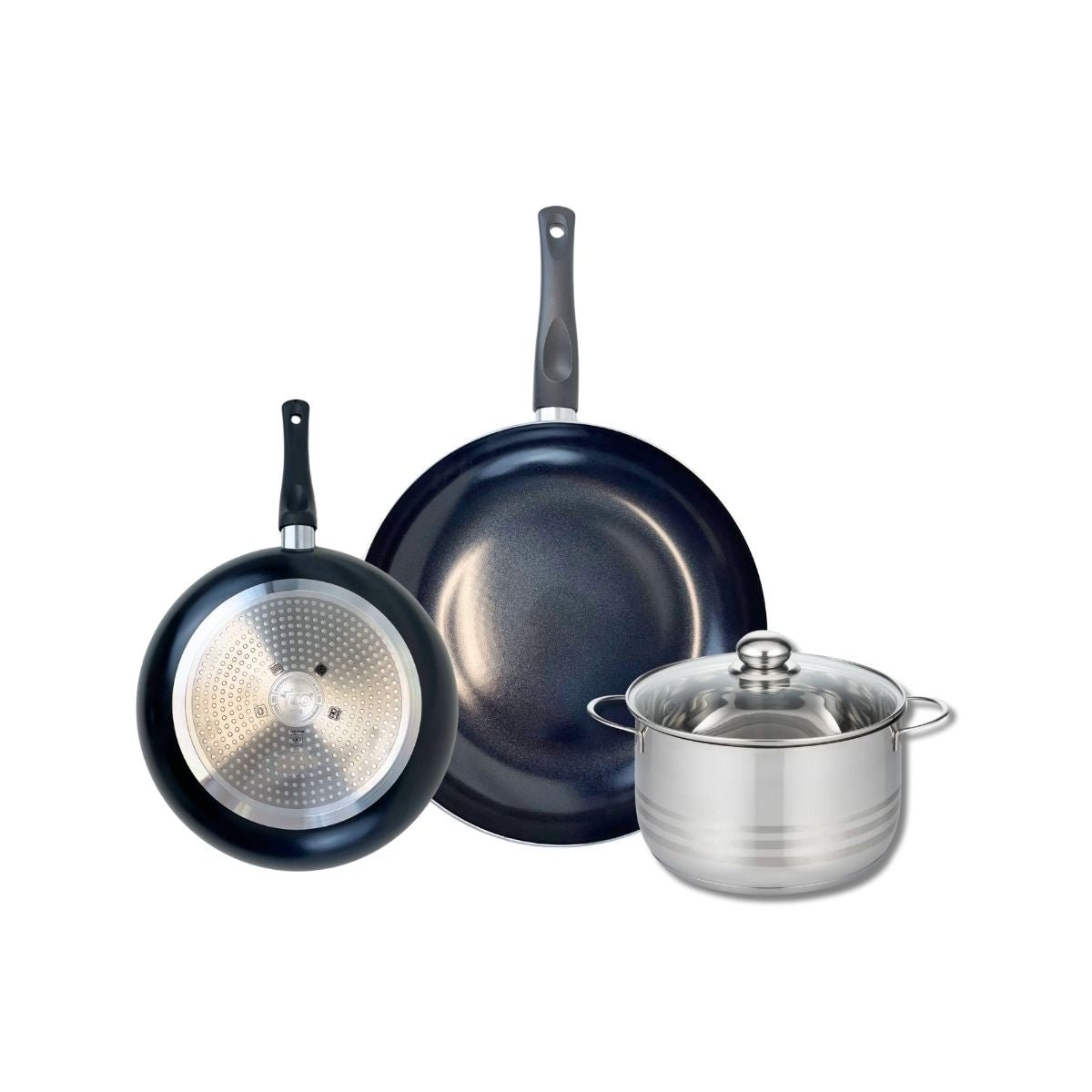 Batterie 2 poêles 24/32cm + 1 faitout 20cm PRIMA BRILLANT noir, ELO
