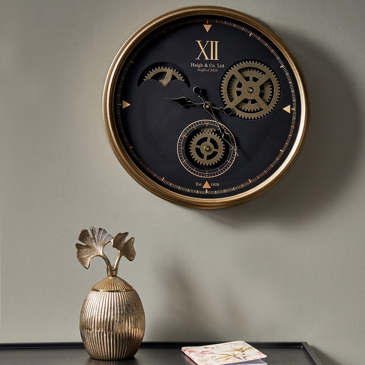 50cm Metal Cogs Wall Clock black/gold, ÉDITÉ