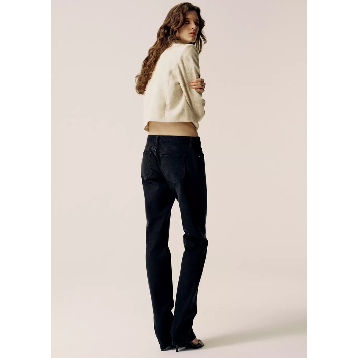 Jean slim taille classique black denim, MANGO