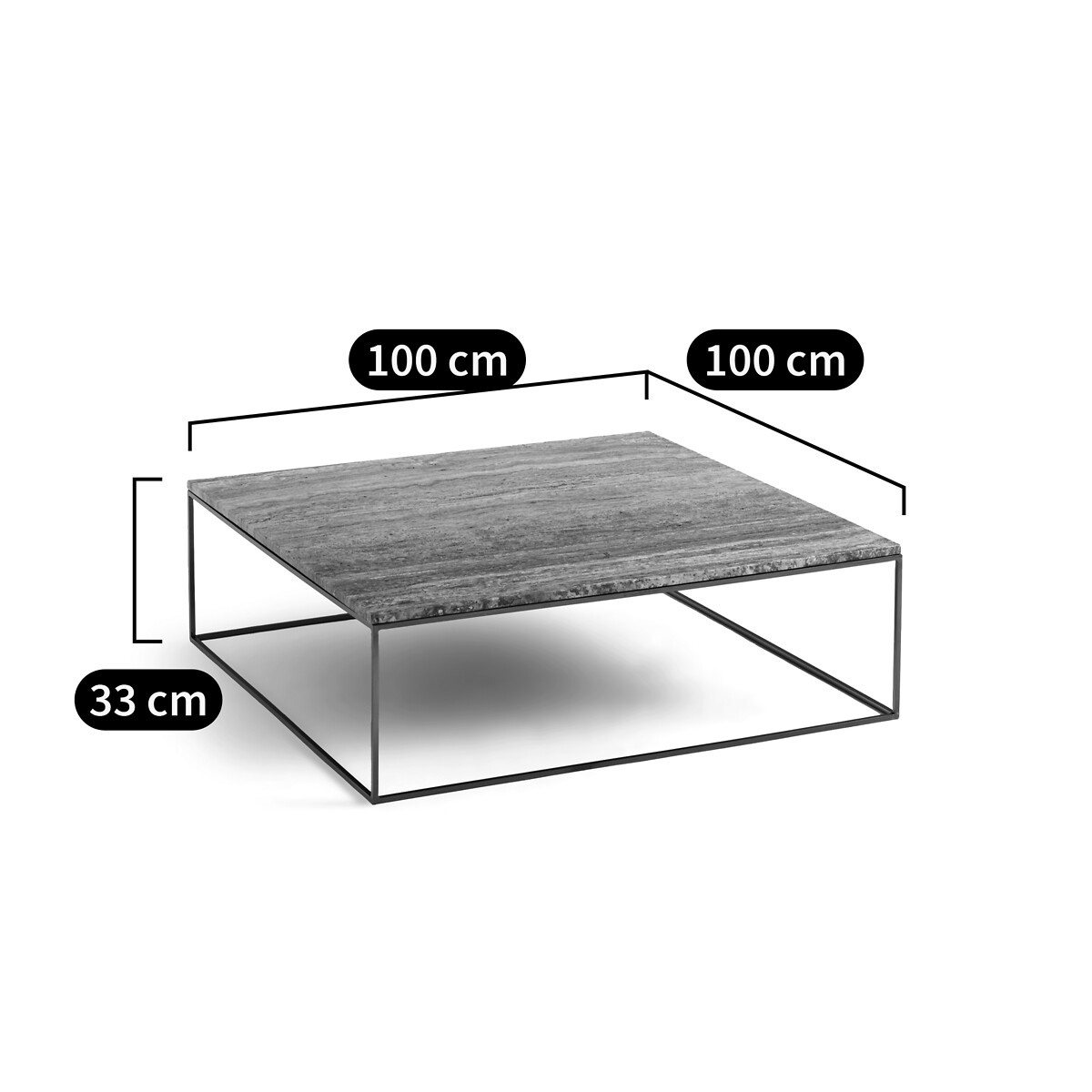 Couchtisch Mahaut mit Travertinplatte travertin grau, AM.PM