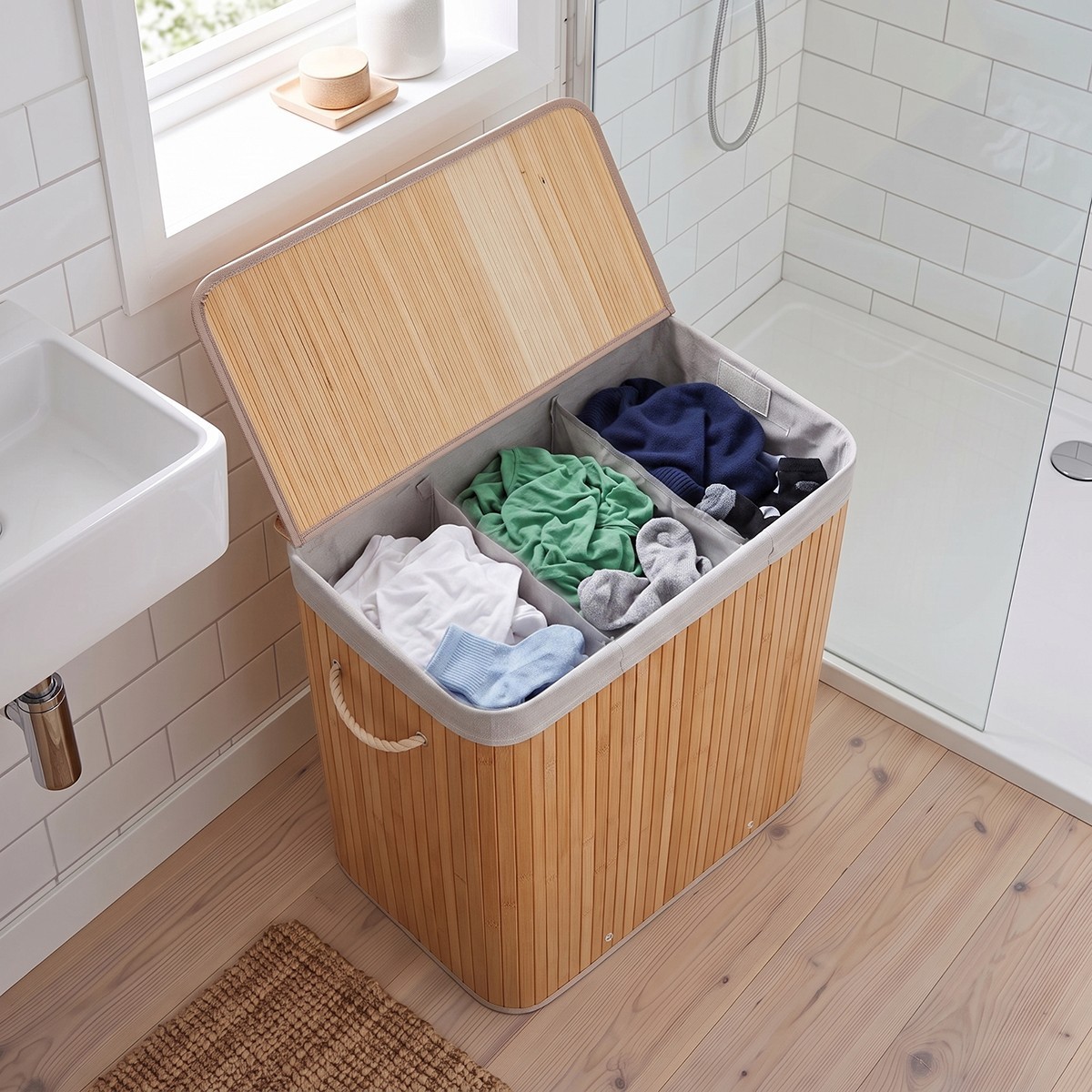 Panier à linge en bambou 150L - YSA bois clair, CALICOSY