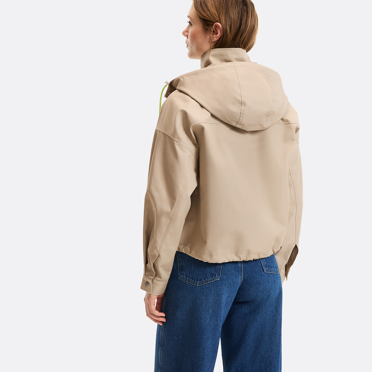 Short Jacket with Detachable Hood and Zip-Up Fastening For Mid-Season beige, LA REDOUTE COLLECTIONS
