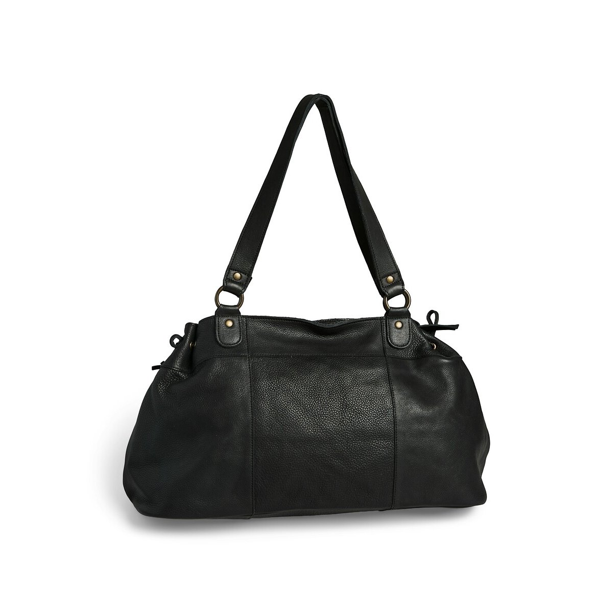 Grand sac à main en cuir, Pihanna noir, PIECES