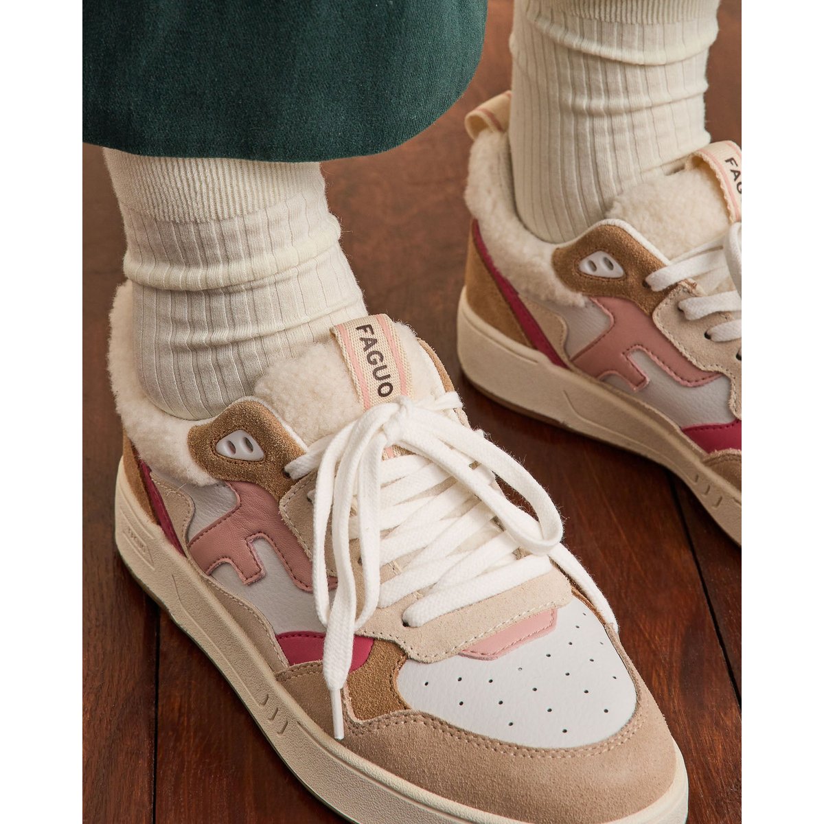 Baskets cuir DAHLIA rose, FAGUO