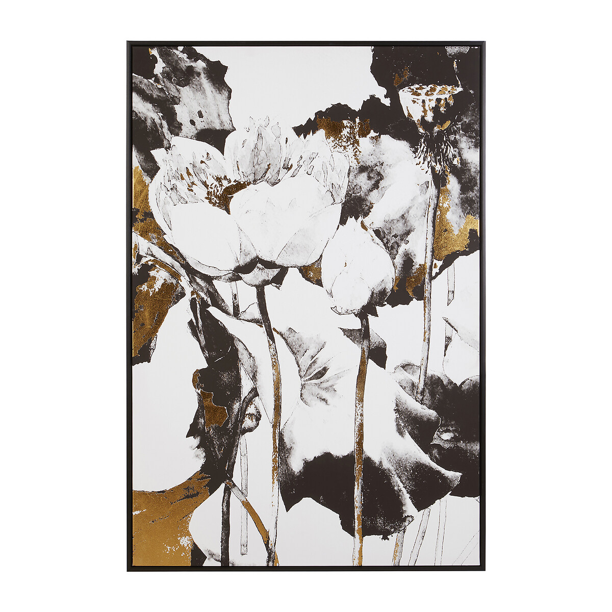 Metallic Flower Framed Wall Art black, FIFTY FIVE SOUTH