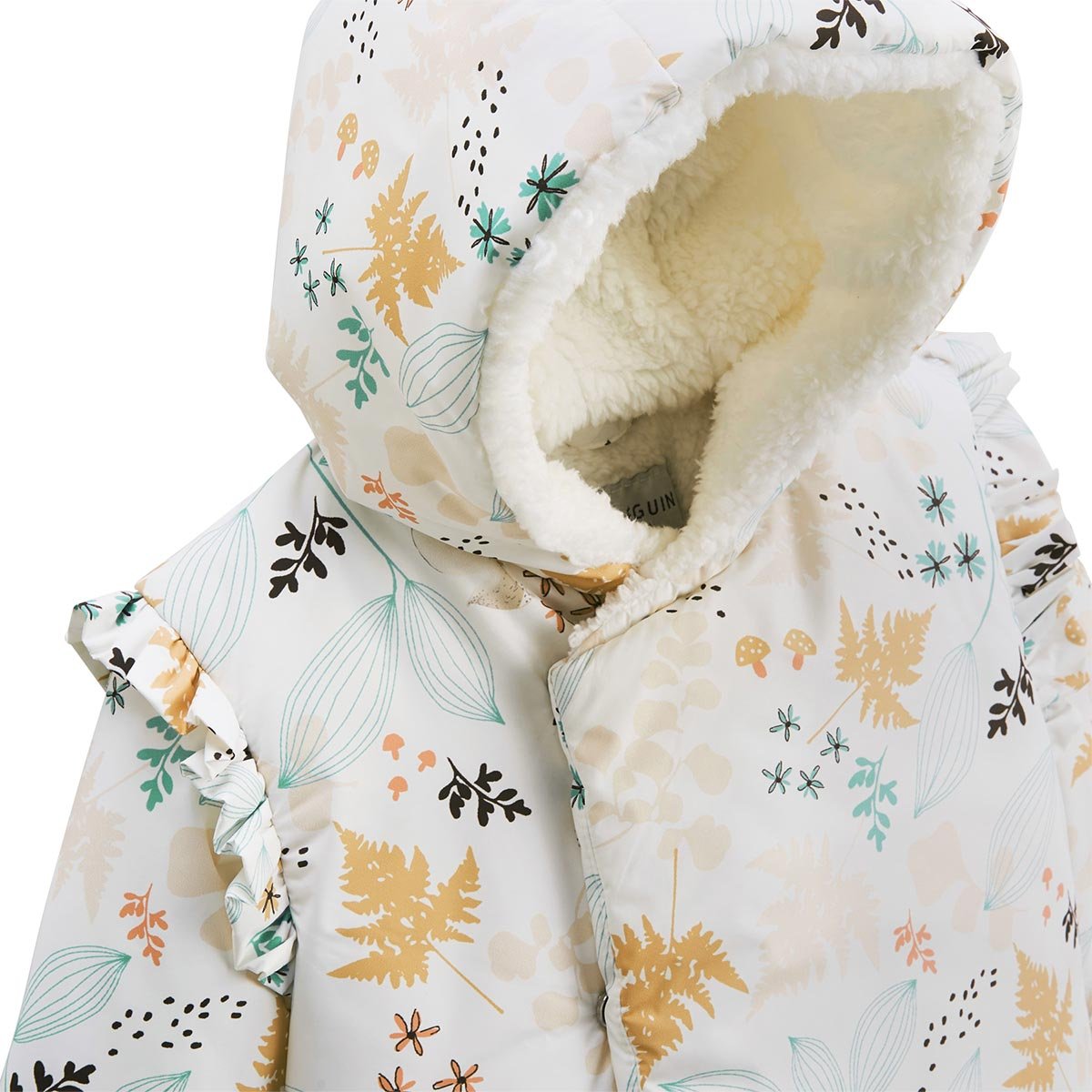 Doudoune bébé imperméable doublée sherpa avec capuche Bloom ecru, PETIT BEGUIN
