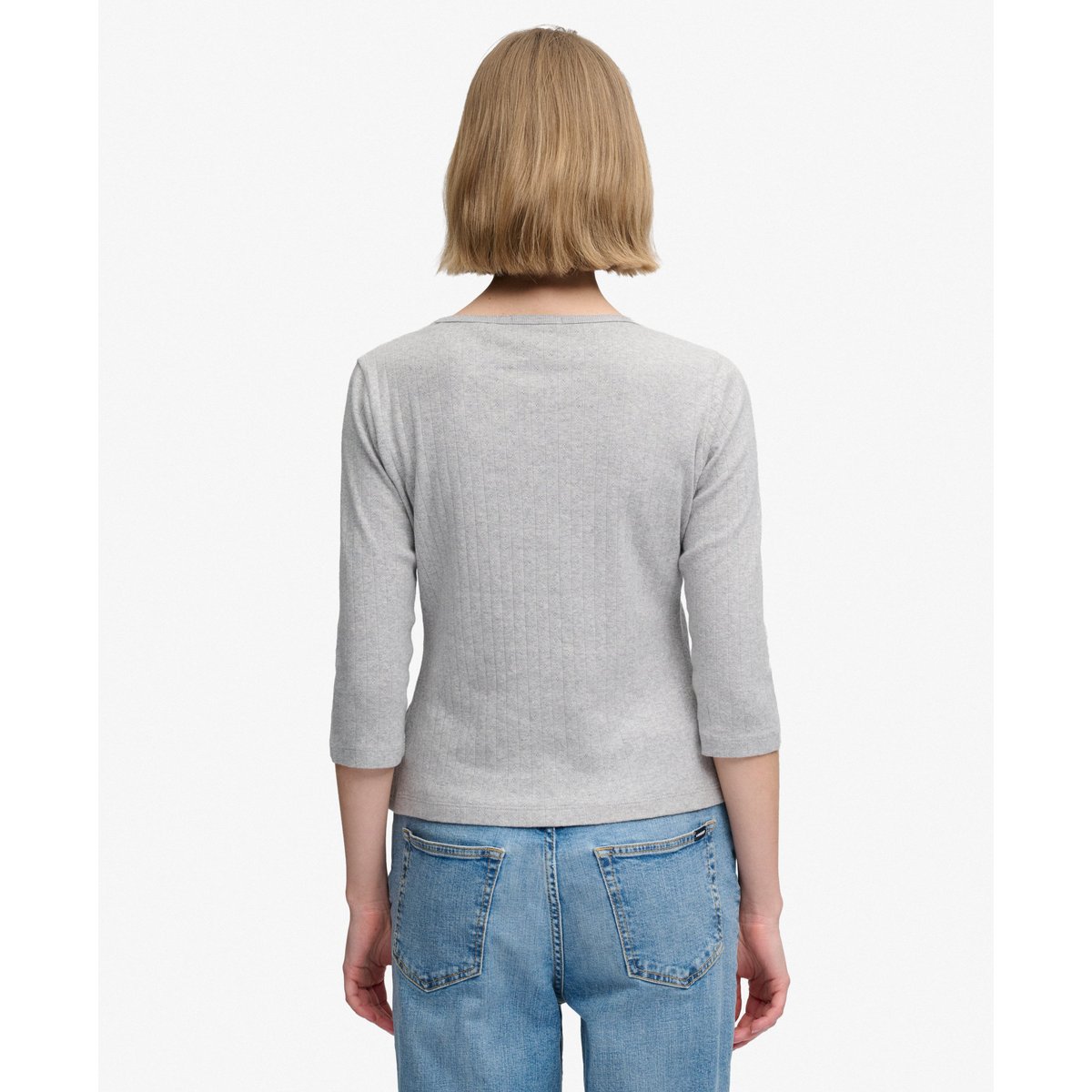 Top Athletic Essentials Pointelle Coupe Décontractée gris chiné, SUPERDRY