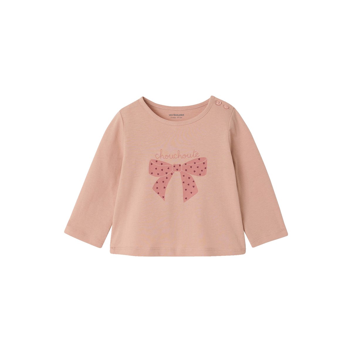 Lot de 3 T-shirts Basics manches longues vieux rose, VERTBAUDET