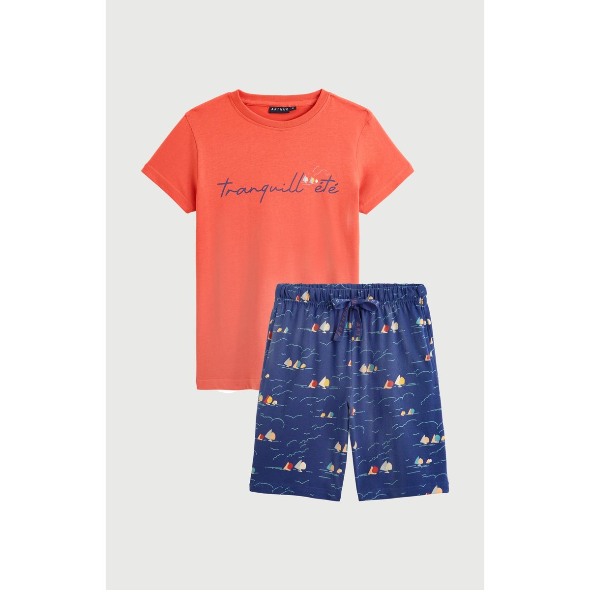 Pyjashort en coton imprimé Tranquill'été marine, ARTHUR