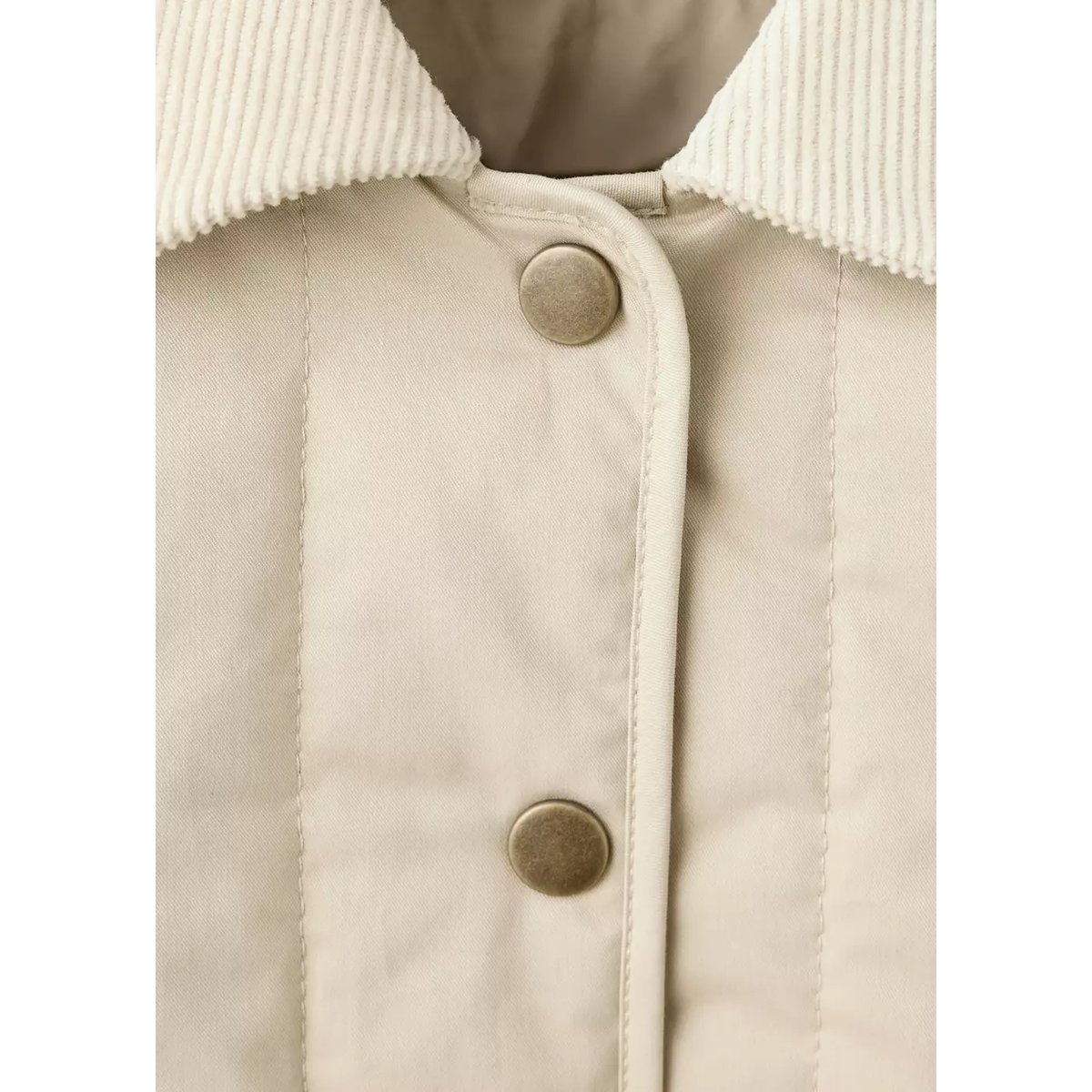 Anorak matelassé col en velours côtelé beige, MANGO BABY