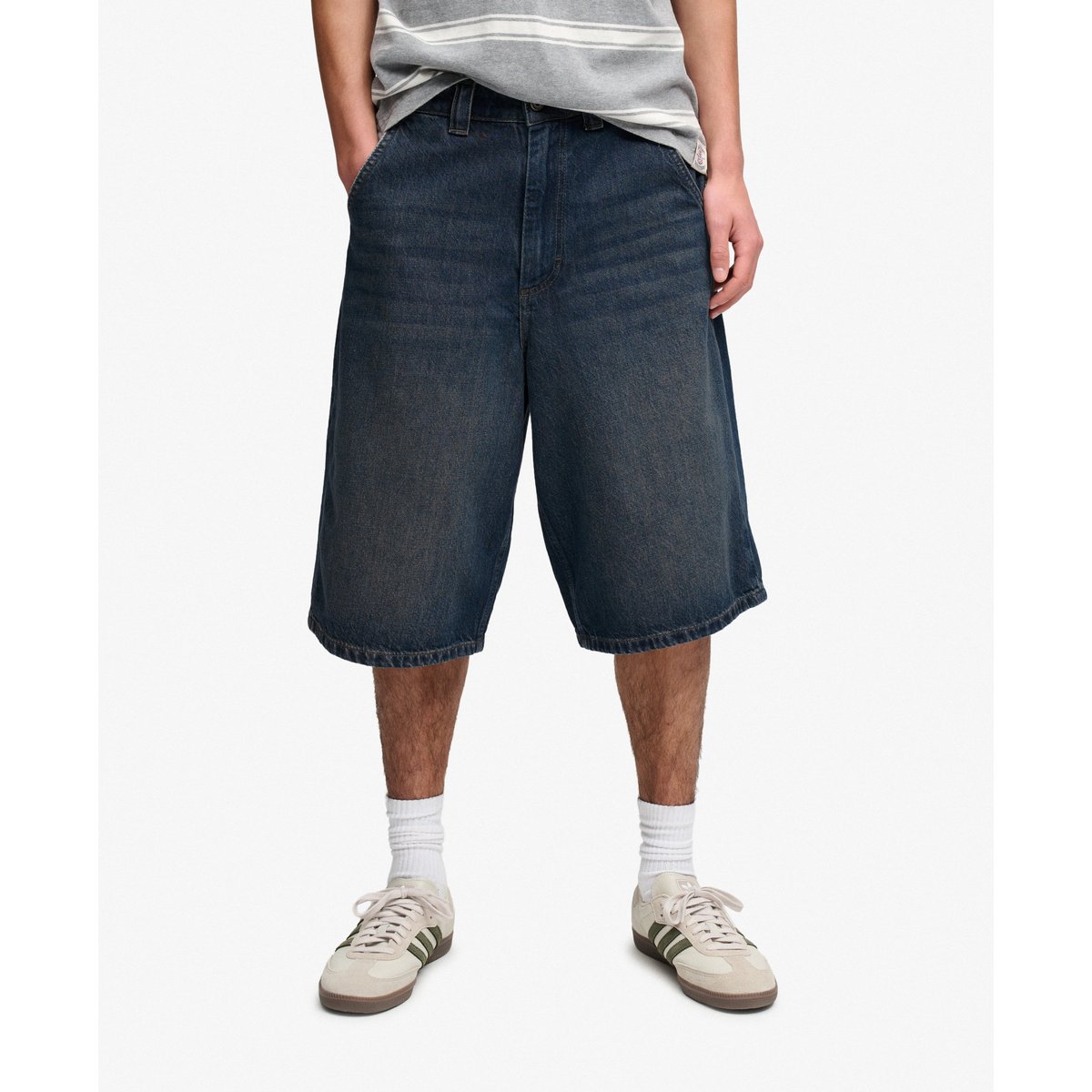 Short en jean délavé oversize indigo vintage vipère, SUPERDRY