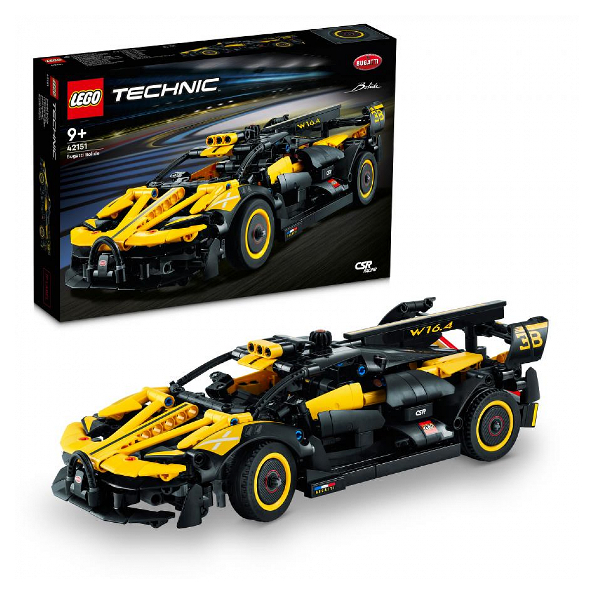 LEGO Technic - Modèle de voiture de course Bugatti 42151 jaune et noir, LEGO