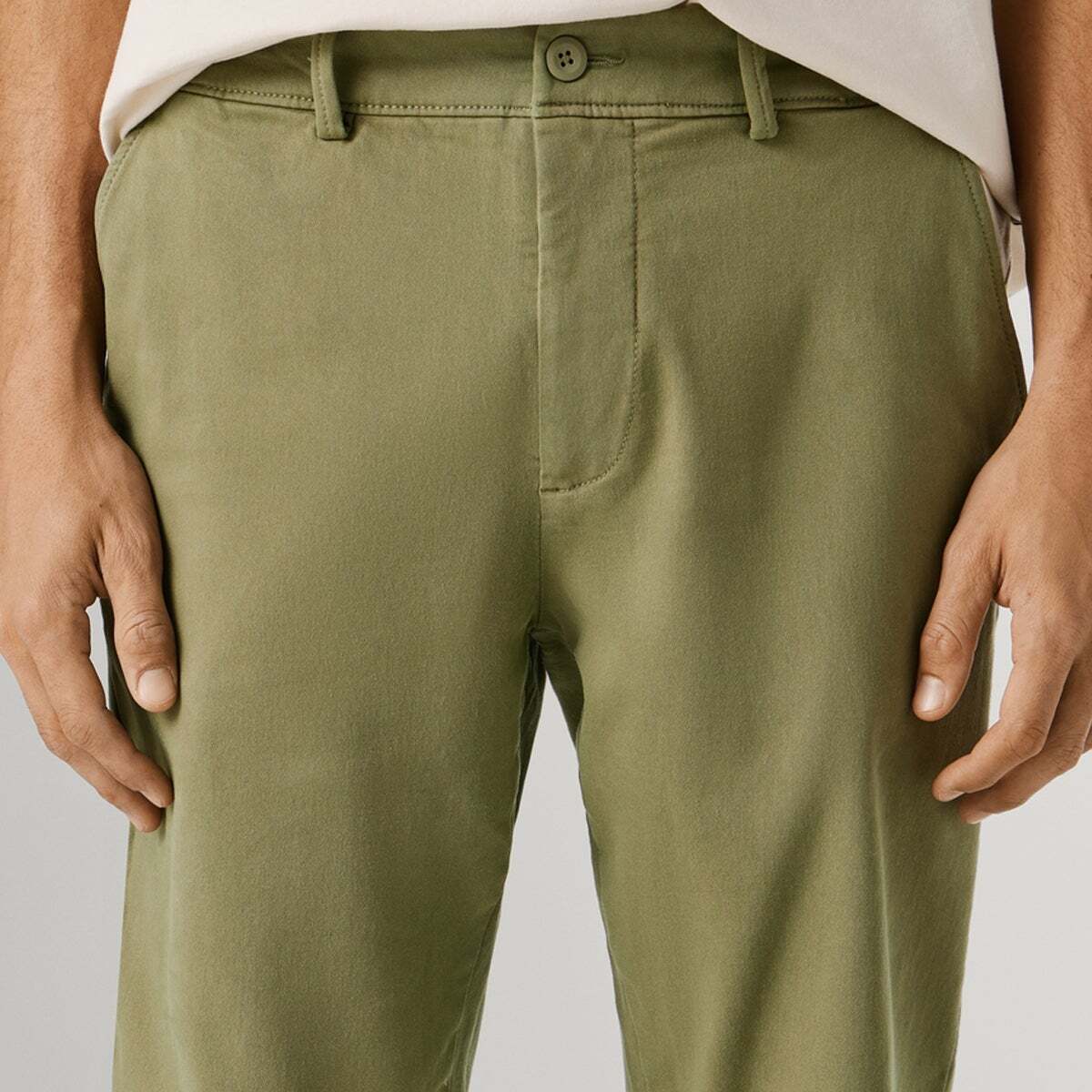 Pantalon Chino Coupe Slim vert armée délavé, PEPE JEANS