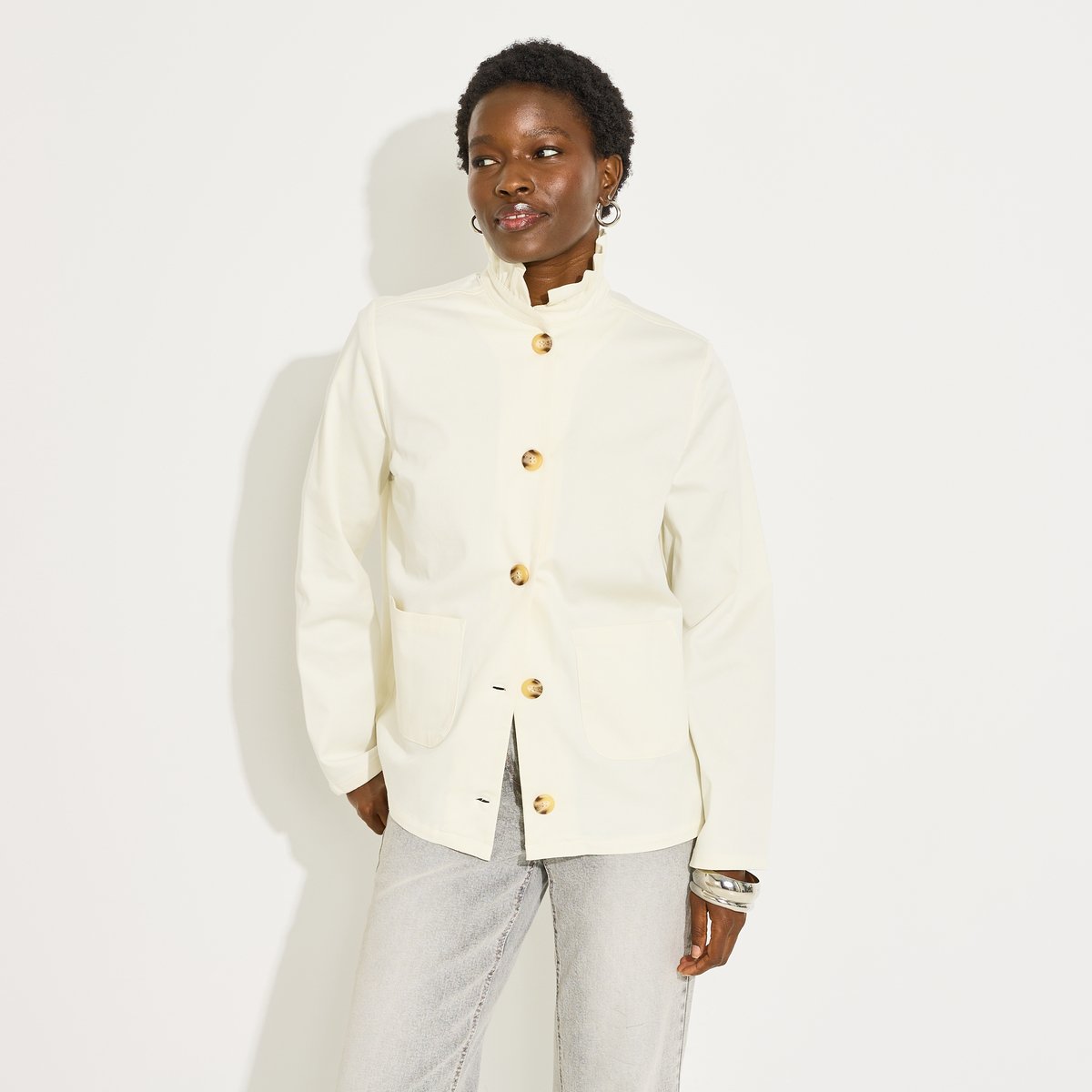 Veste col montant blanc cassé, GRAIN DE MALICE