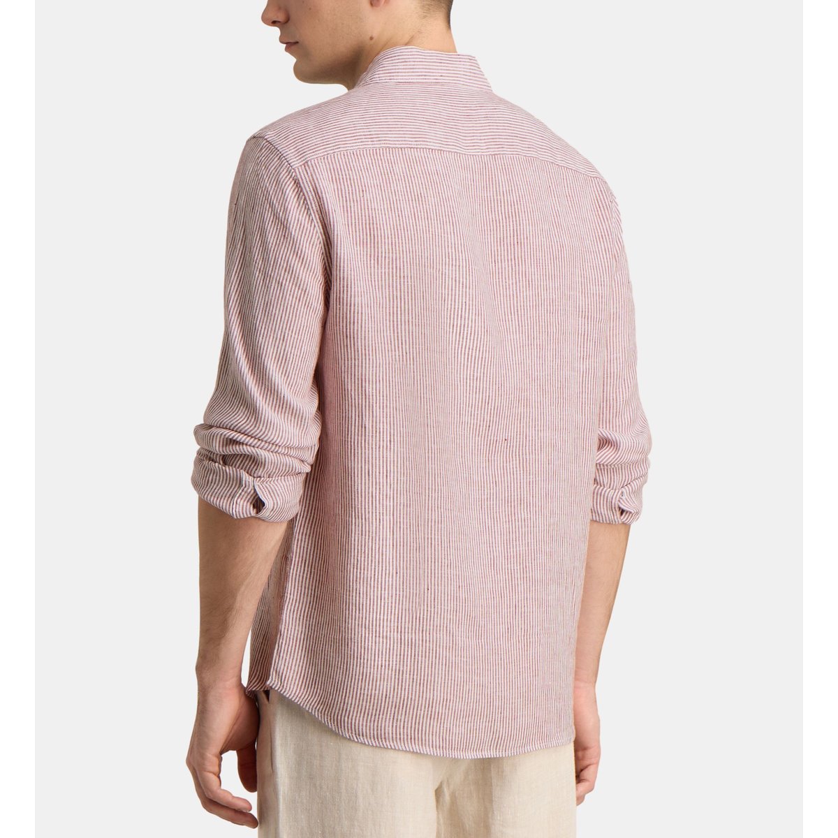 Chemise droite rayée pilinstri en lin européen™ blanc et rouge, GALERIES LAFAYETTE