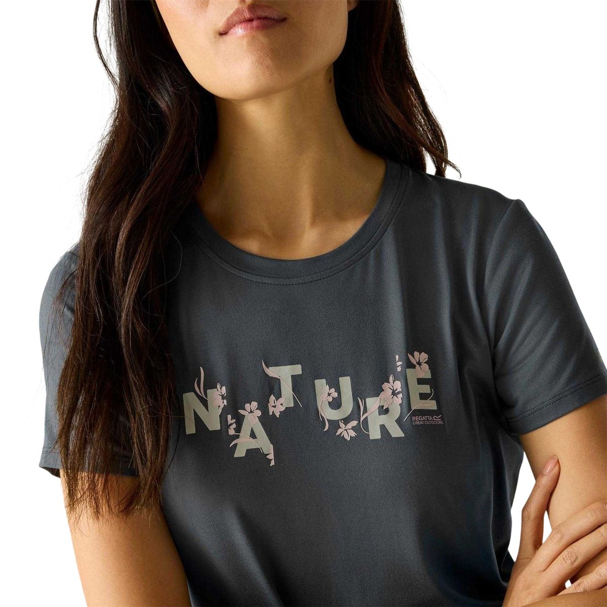 T-shirt de marche motif/style imprimé graphique FINGAL gris bleu foncé imprimé graphique, REGATTA