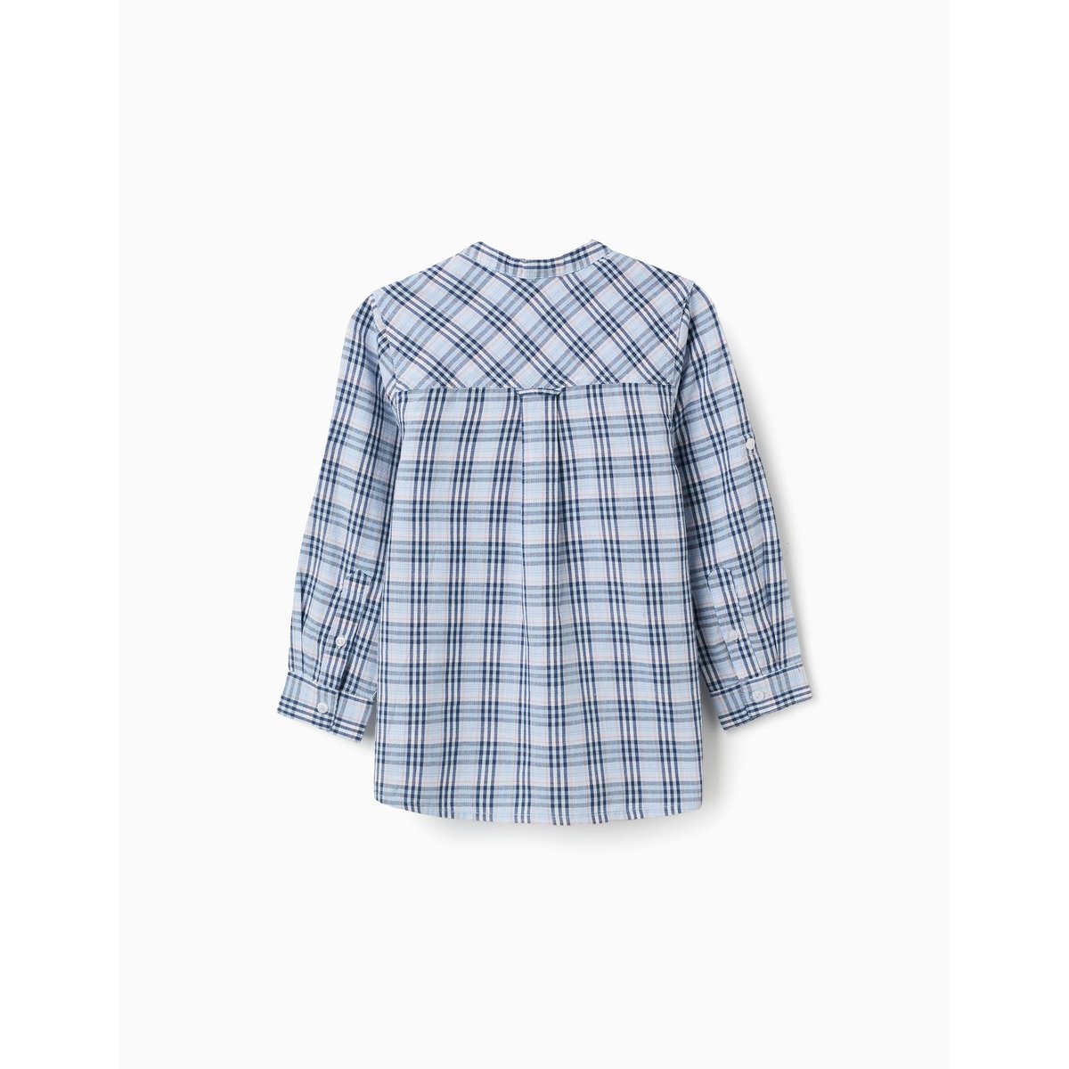 Chemise en coton à carreaux et manches retroussables B&S bleu foncé, ZIPPY