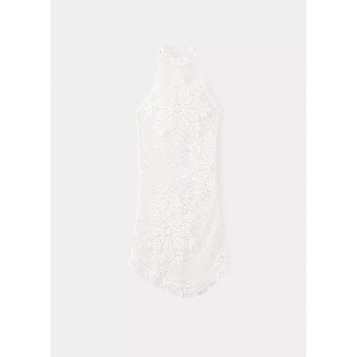 Robe en crochet floral blanc, MANGO