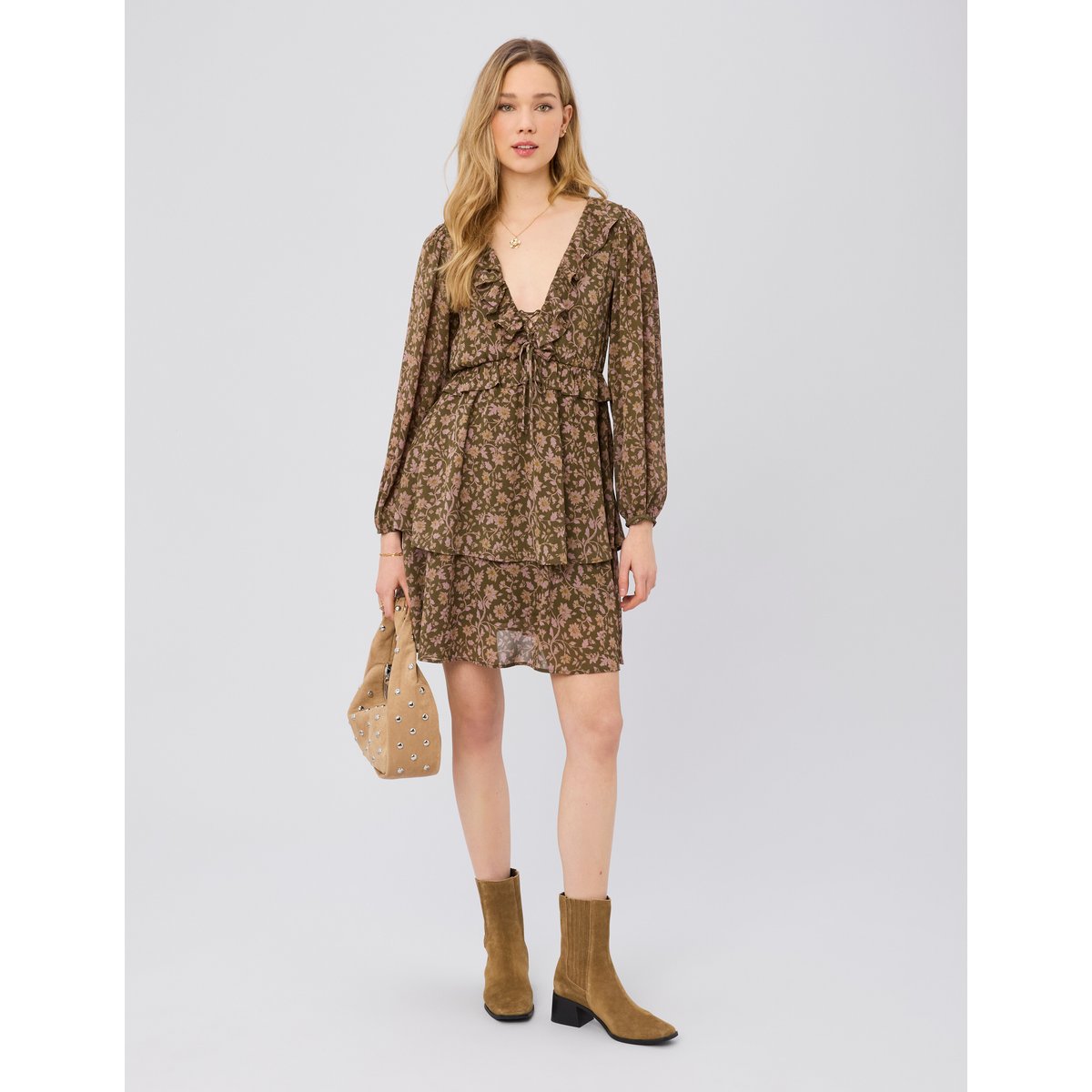 Robe imprimé fleuri multicolore, BZB