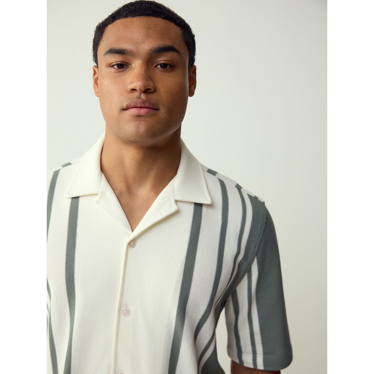Chemise en jersey rayé à manches courtes écru vert sauge, NEXT