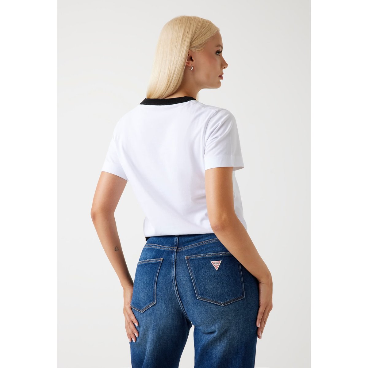 T-Shirt Logo Strass blanc, GUESS