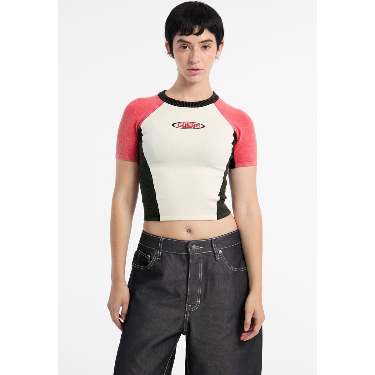 Pull Crop Logo rouge, GUESS JEANS