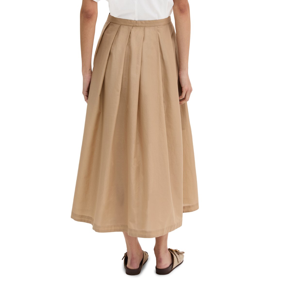 Jupe plissée large A-Shape en voile de coton doux beige, MARC O'POLO