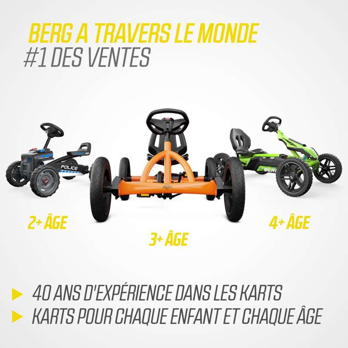 Kart à Pédales pour Enfants, 3+ Ans, Buddy Cross yellow, BERG TOYS