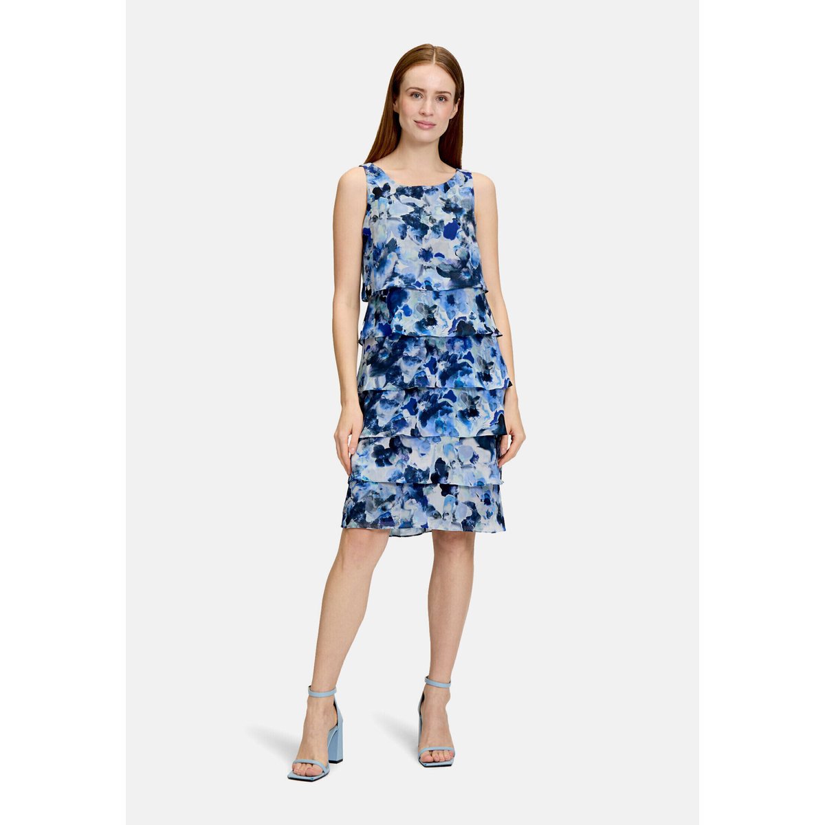 Robe de cocktail à volant bleu foncé/bleu, VERA MONT