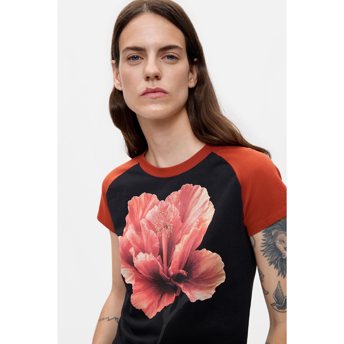 T-shirt à manches courtes imprimé noir, DESIGUAL