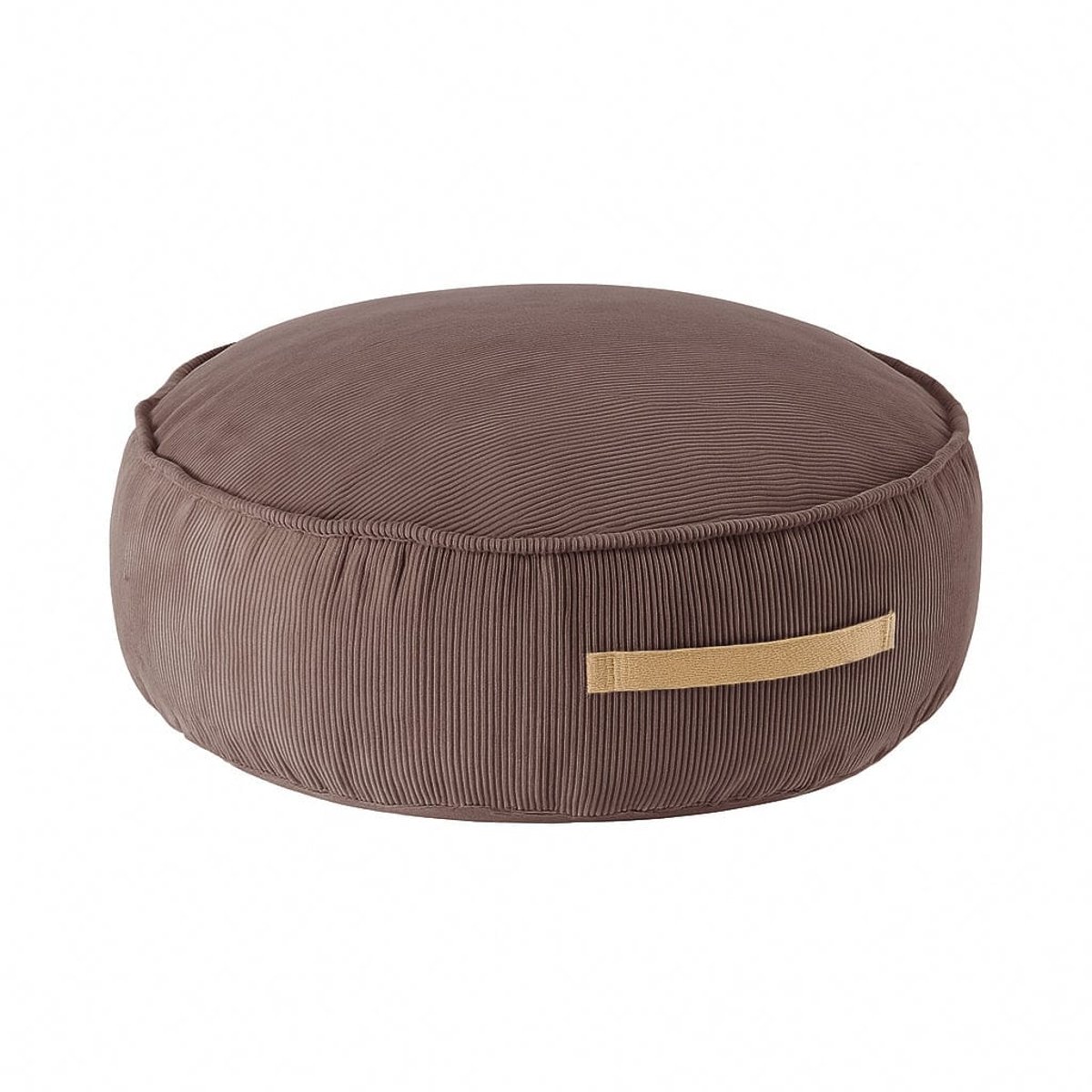Coussin rond enfant velours SLIMCORD marron, MEOW BABY