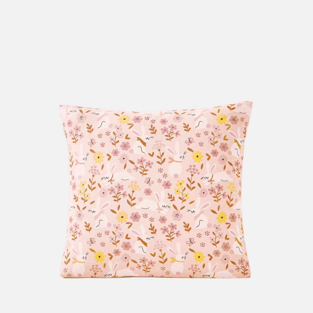 Taie d'oreiller coton biologique, Lapin fleuri imprimé rose, LA REDOUTE INTERIEURS