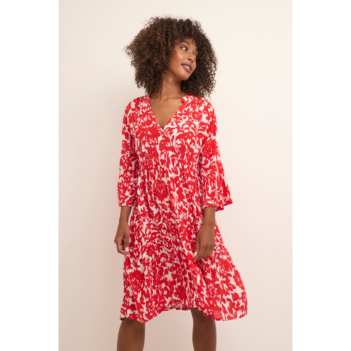 Robe rouge flower print, KAFFE