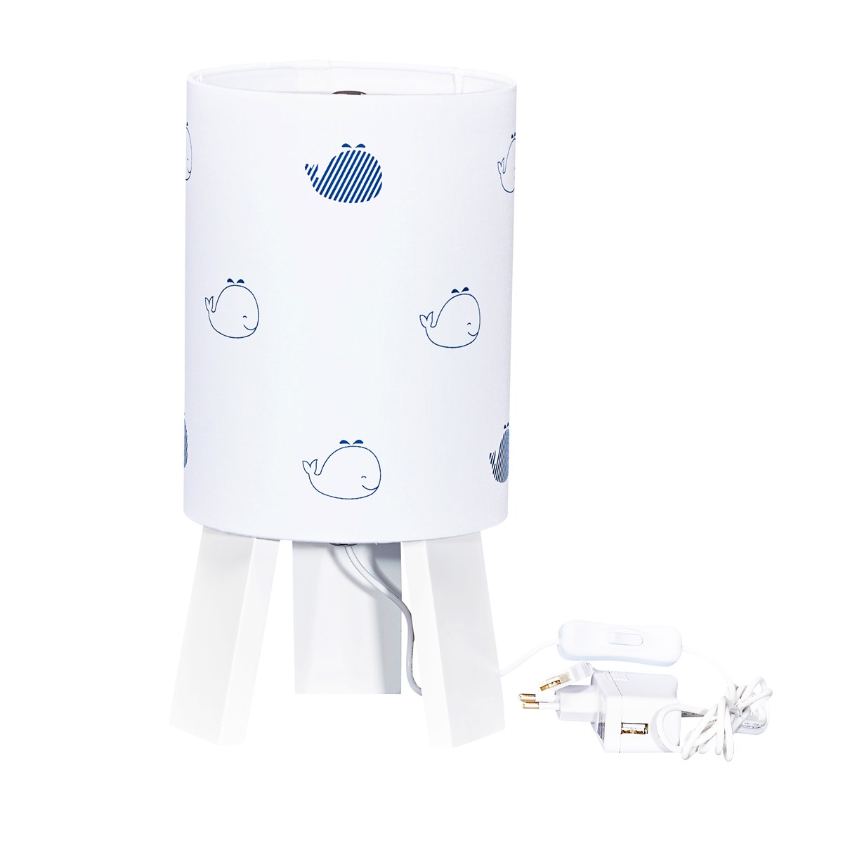 Lampe de chevet en coton blanc, SAUTHON