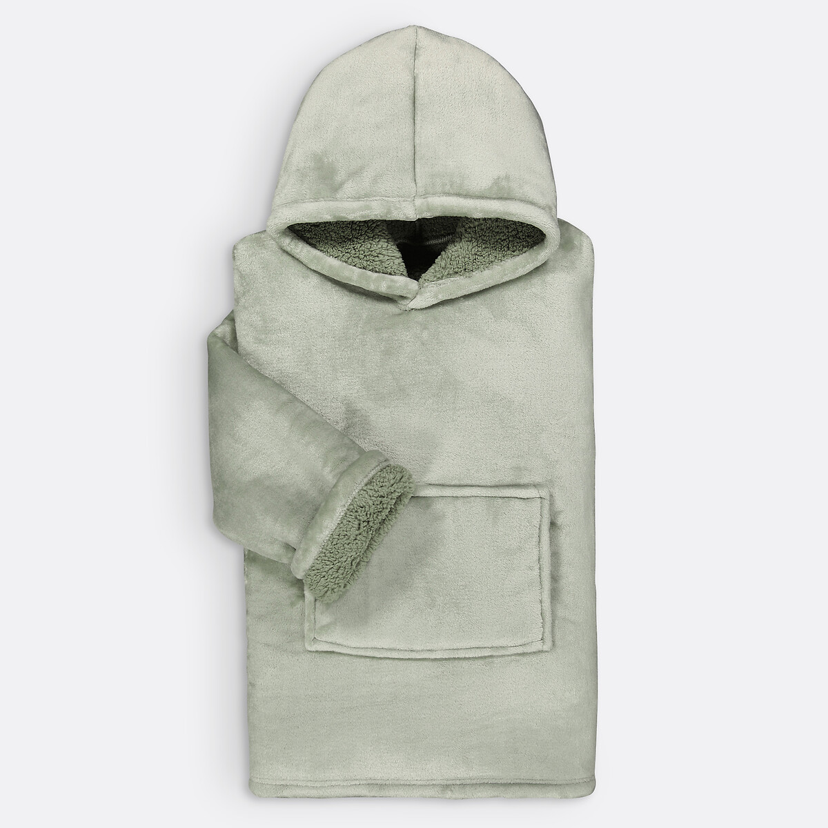 Plaid sweat polaire taille L/XL, Javi vert de gris, SO'HOME