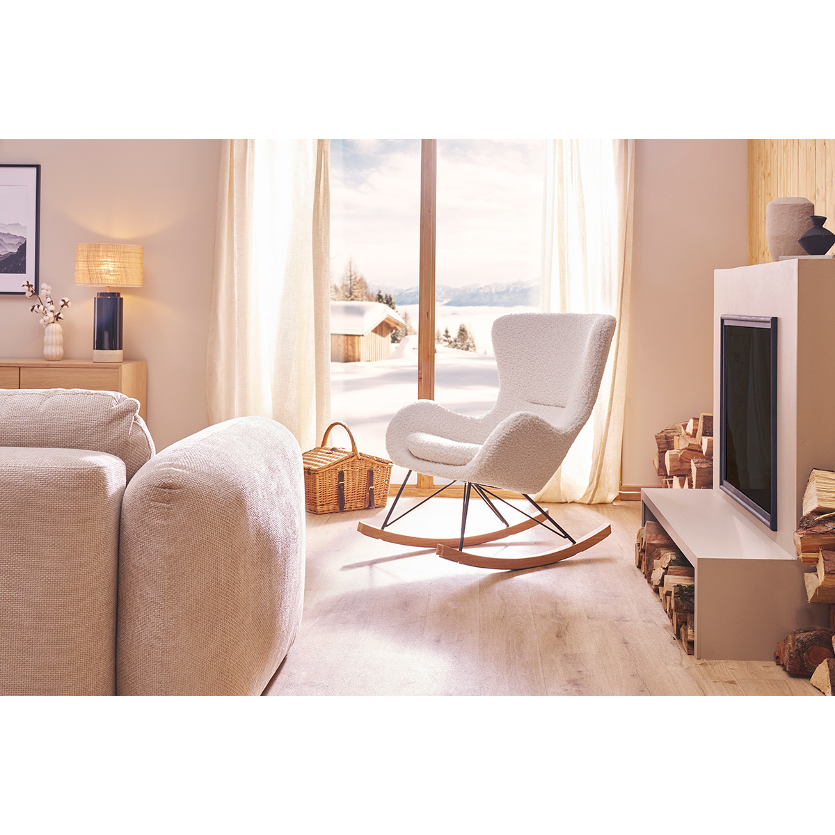 Rocking chair scandinave ESKUA blanc, MILIBOO