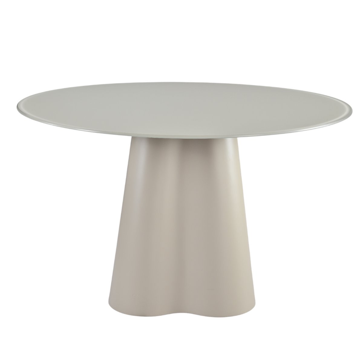 Table repas D120 en verre vert mat beige, ZAGO