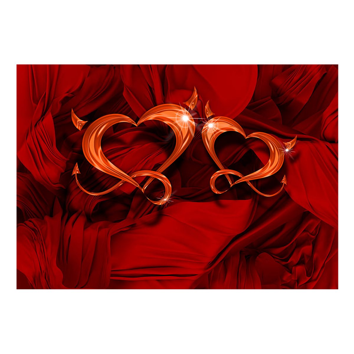 Papier peint intissé panoramique Abstractions Two hearts rouge, EDEN