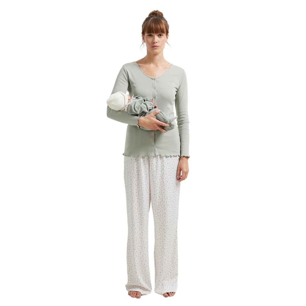 Ensemble 2 pièces pyjama Before and After vert sauge, VERTBAUDET
