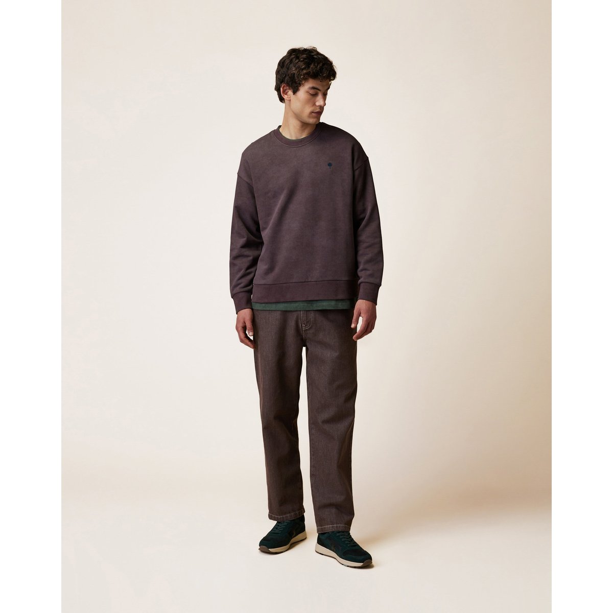 Sweat en molleton marron et taupe, FAGUO