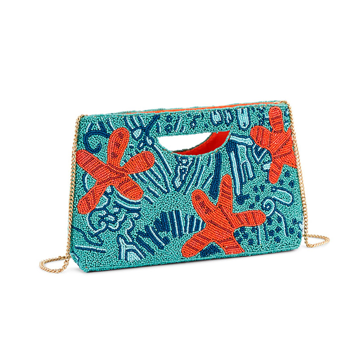 Sac pochette brodé de perles EWAN bleu, WILD