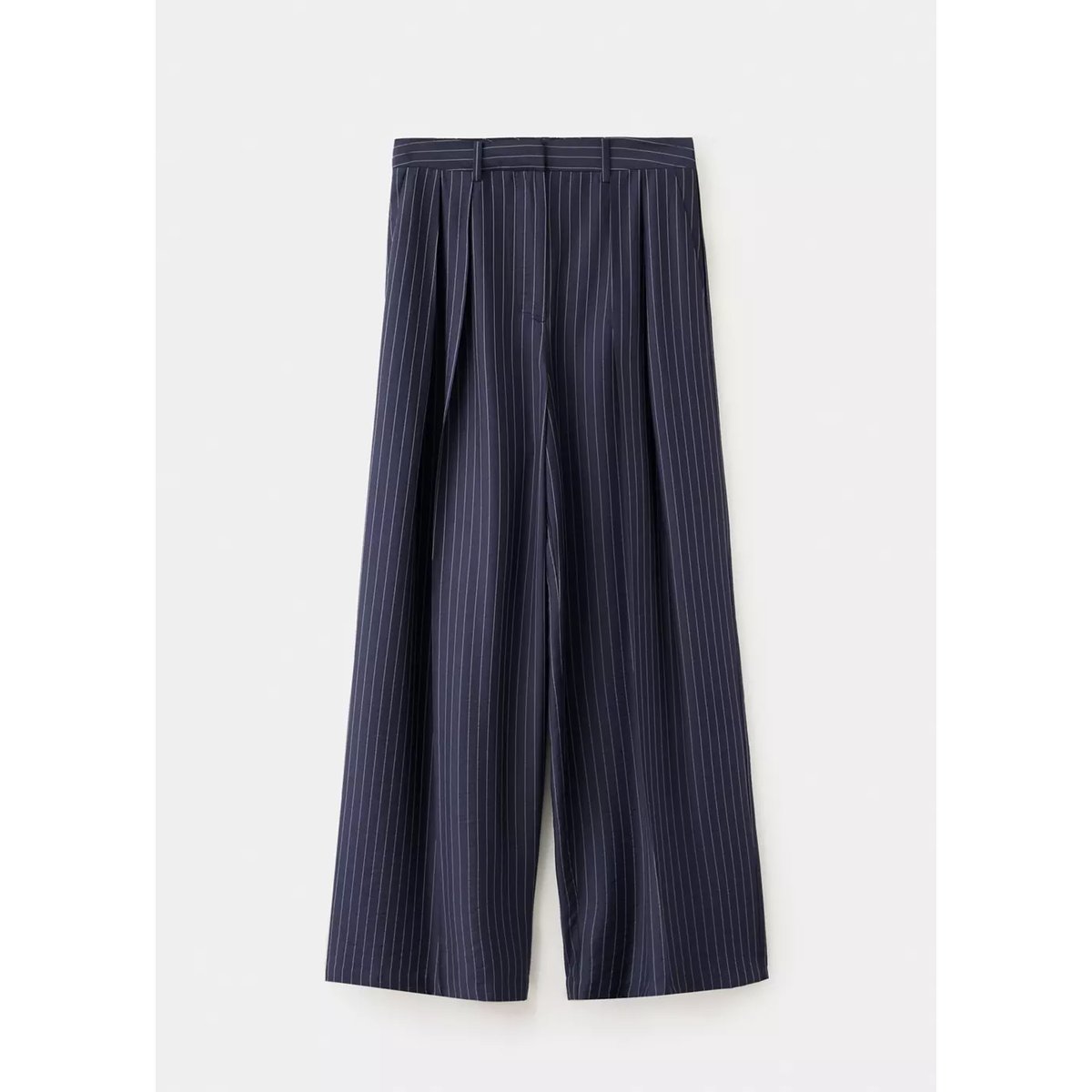Pantalon wide leg à rayures tennis en contraste bleu marine, MANGO
