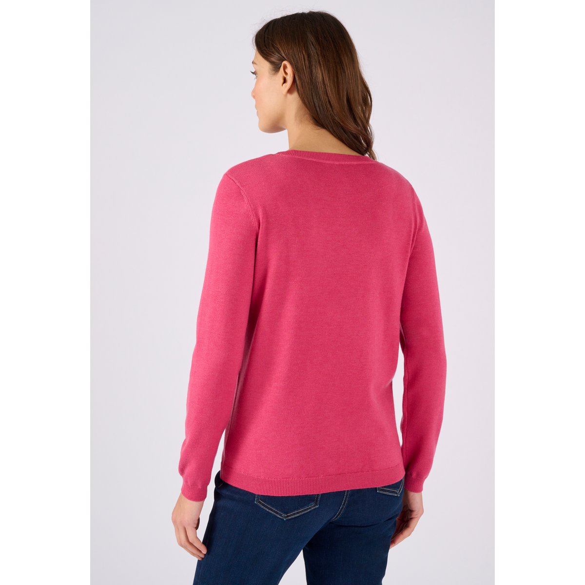 Pull points en relief et jeu d'ajourés rose framboise, DAMART