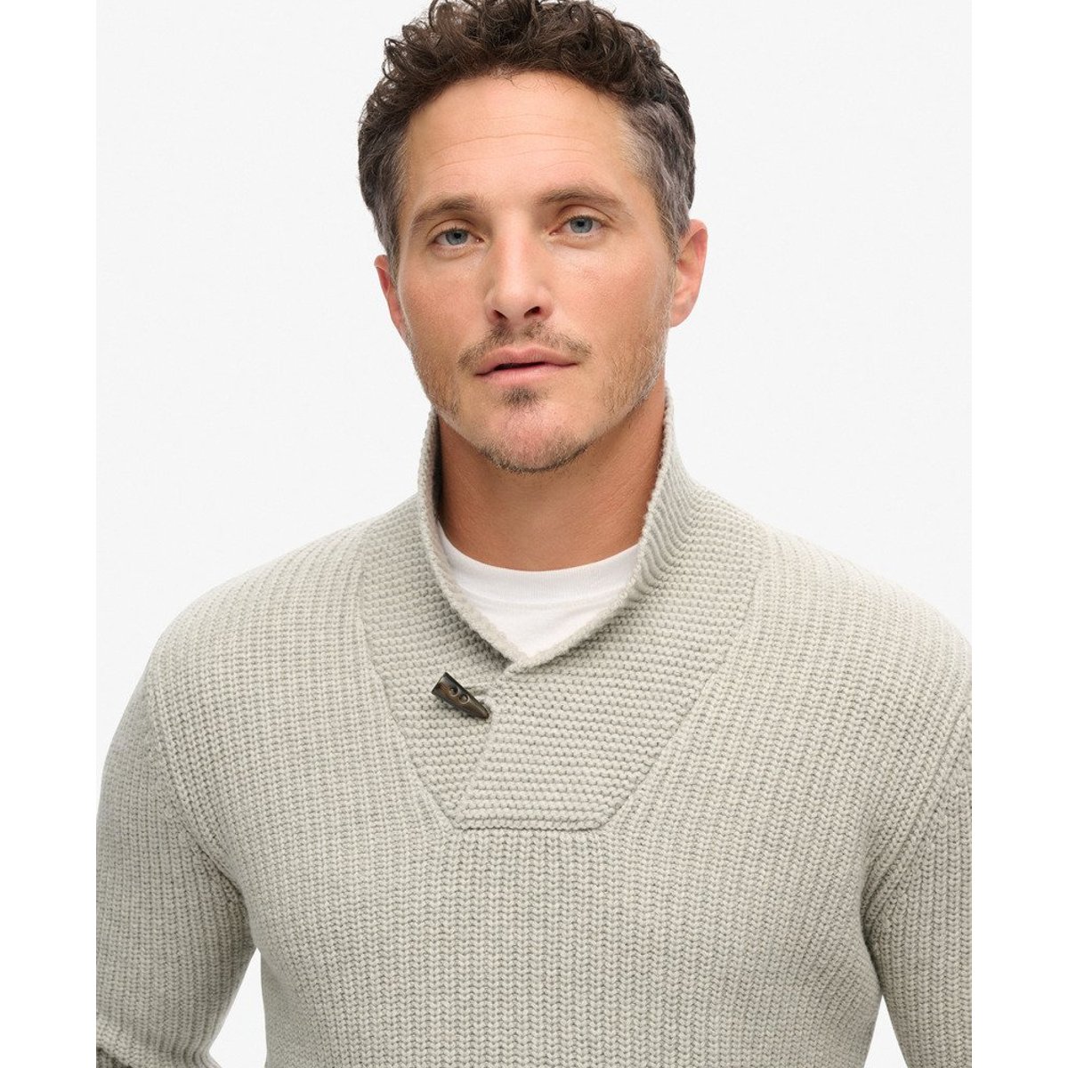 Pull à col châle Merchant Store gris chiné, SUPERDRY