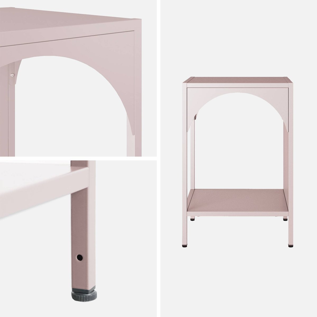 Table de chevet, table d'appoint industrielle métal SOHO rose, SWEEEK